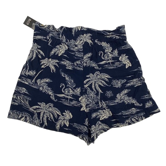 A.n.a Shorts 8 Knit Paperbag Blue Beach Tropical Palm Tree Lightweight Hawaii - Picture 3 of 6